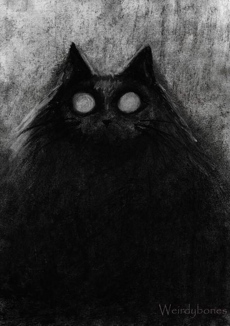 Scary Black Cat Art, Shadow Cat Art, Scary Cat Art, Creepy Cat Drawing, Cat Drawing Tattoo, Black Cat Drawing Simple, Creepy Cat Art, Creepy Black Cat, Dancing Animation