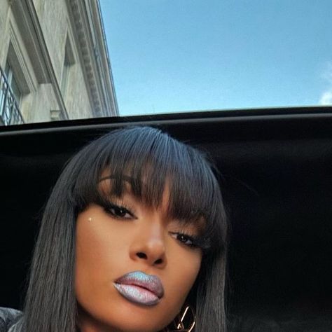 Blue Lip Liner, Megan Thee Stallion Blue, Lv Fashion Show, Stallion Aesthetic, Beyoncé Concert, Blue Lipstick, Thee Stallion, Blue Lips, Lv Fashion