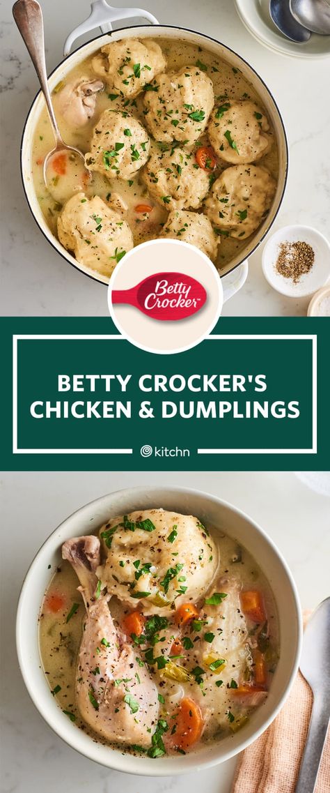 Bisquick Dumplings, Easy Dumplings Recipe, Betty Crocker Cook Book, Best Chicken And Dumplings, Bisquick Chicken, Chicken Dumpling Soup, Chicken Dumplings Recipe, Chicken And Dumplings Recipe, Betty Crocker Recipes