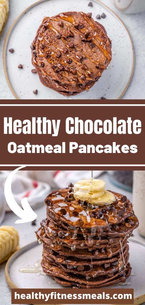 Healthy Chocolate Oatmeal, Oats Recipes Breakfast, Oatmeal Pancakes Recipe, Oat Breakfast, Easy Breakfast Smoothies, Breakfast At Home, Affordable Recipes, Fitness Meals, Easy Oatmeal