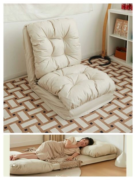 aocloud Floor Chair, Sofa Bed, Covertible Flip Chair, Floor Lounge Chair, One Seater Sofa, Lazy Sofa Bed, Adjustable Recliner Chair with 5 Position for Living Room (White) Floor Lounge Chair, Tatami Living Room, Floor Lounge, Floor Mattress, Back Support Pillow, Folding Sofa Bed, Chair Recliner, Floor Sofa, Chair Sofa Bed