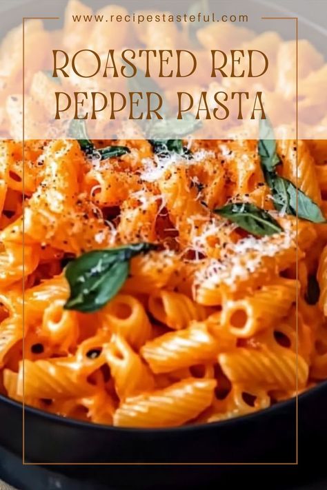 A creamy and flavorful pasta dish featuring roasted red peppers, herbed goat cheese, and fresh spinach, perfect for a quick weeknight dinner. Roasted Red Pepper Dinner, Roasted Red Pepper Recipes, Herbed Goat Cheese, Roasted Red Pepper Pasta, Goat Cheese Pasta, Red Pepper Pasta, Pepper Pasta, Food Pasta, Fresh Spinach