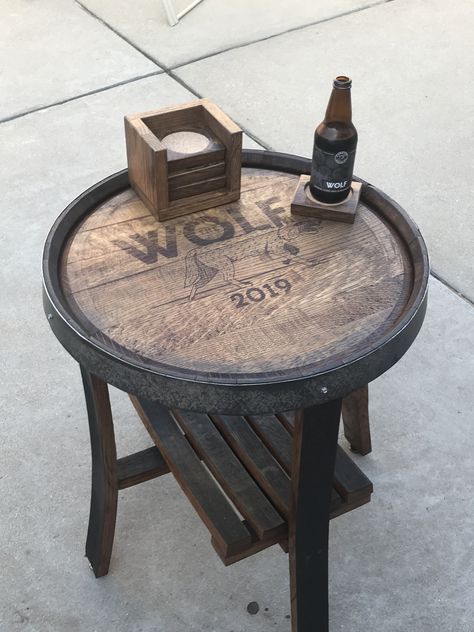 Wine Barrel Table Diy, Barrel Table Diy, Diy Whiskey Barrel, Bourbon Barrel Table, Bourbon Barrel Decor, Wine Barrel Diy, Stave Projects, Whiskey Barrel Decor, Barrel Tables