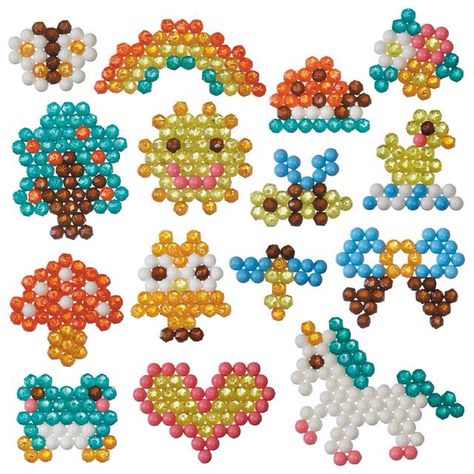 Beados and Aquabeads Aquabeads Templates, Hama Beads Design, Aqua Beads, Water Beads, Beaded Animals, Fuse Beads, Beaded Jewelry Patterns, Loom Patterns, Pony Beads