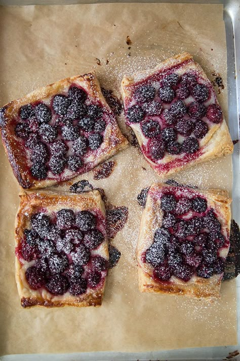 Blackberry Cream Cheese Pastries | the little epicurean Cream Cheese Pastries, Blackberry Cream Cheese, Cheese Pastries, Cream Cheese Pastry, Fruit Tart Recipe, Cheesecake Tarts, Blackberry Recipes, Cheese Pastry, Puff Pastry Dough