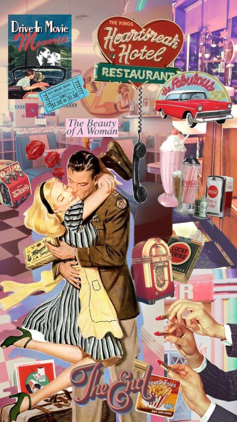 #art #wallpaper #vibes #50s #1950 #collage #collages #retro 50s Aesthetic Wallpaper, 1950s Collage, 50s Vintage Aesthetic, Vintage 1950s Aesthetic, 50s Wallpaper, 1950s Aesthetic, Poodle Skirts, 50s Aesthetic, Wallpaper Vibes