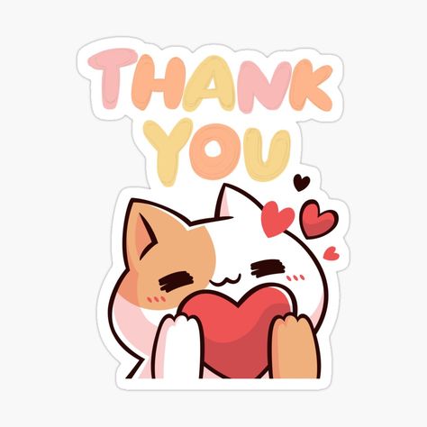 Get my art printed on awesome products. Support me at Redbubble #RBandME: https://www.redbubble.com/i/sticker/Thank-You-Cute-Kawaii-Cat-by-Neos-Clothing/154273356.EJUG5?asc=u Thank You Kawaii, Thank You Cute Cartoon, Thank You Cartoon, Cute Thank You Stickers, Cute Thank You, Cat Graphic Design, Funny Laptop Stickers, Thank You Images, Cartoon Pictures