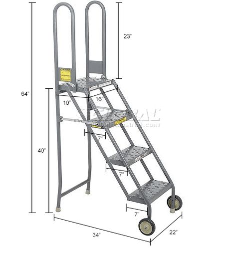 Ladders | Rolling Steel Ladders | 4 Step Folding Rolling Ladder Stand - Perforated Tread | B593661 - GlobalIndustrial.com Ladder Stand, Ladder Stands, Rolling Ladder, Folding Step Stool, Folding Ladder, Shop Stool, House Plan Gallery, Welding Tools, Beautiful Art Pictures