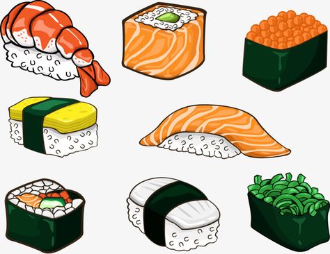 Sushi Png, Sushi Decoration, Sushi Drawing, Sushi Cartoon, Miyazaki Anime, Japanese Food Illustration, Sushi At Home, 귀여운 음식 그림, Japan Logo