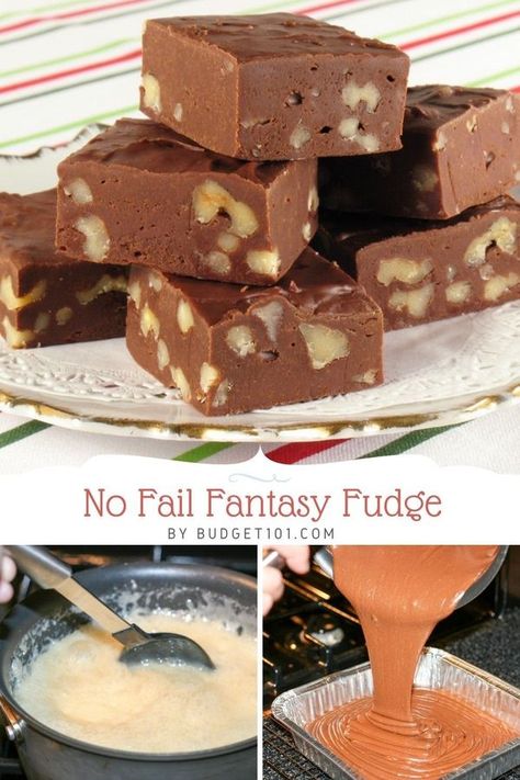 Budget101 No Fail Fudge, Fantasy Fudge Recipe, Best Fudge Recipe, Fantasy Fudge, Marshmallow Desserts, Holiday Fudge, How To Make Fudge, Homemade Fudge Recipes, Fudge Ingredients