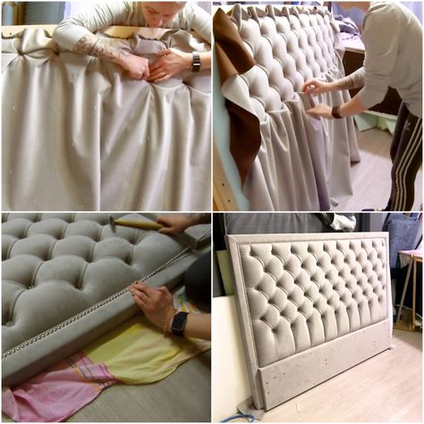 Make A Padded Headboard, Tufted Headboard Bedroom, Diy Tufted Headboard, Headboard Tutorial, Diy Bed Headboard, Diamond Tufted Headboard, Diy Headboard Upholstered, How To Make Headboard, Shoelace Patterns