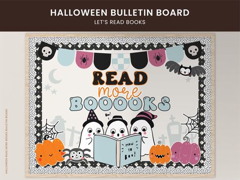 Spooktacular reading adventures await with our "Read More Boo-ks" Halloween-themed bulletin board set, perfect for any classroom or library looking to inspire a love of reading this haunting season! ➡️𝐏𝐑𝐎𝐃𝐔𝐂𝐓 𝐃𝐄𝐓𝐀𝐈𝐋𝐒 1x PDF ➡️𝐈𝐍𝐒𝐓𝐀𝐍𝐓 𝐀𝐂𝐂𝐄𝐒𝐒 Upon finalizing your order, the files will be available for download right away. If you're a guest, a download link will be emailed to the address provided during checkout. If you're signed in, access your files anytime through the Classroom Library Decor, Autumn Classroom, Book Bulletin Board, Books Halloween, School Library Displays, Library Bulletin Board, Halloween Bulletin Boards, Children's Book Characters, Halloween Reading