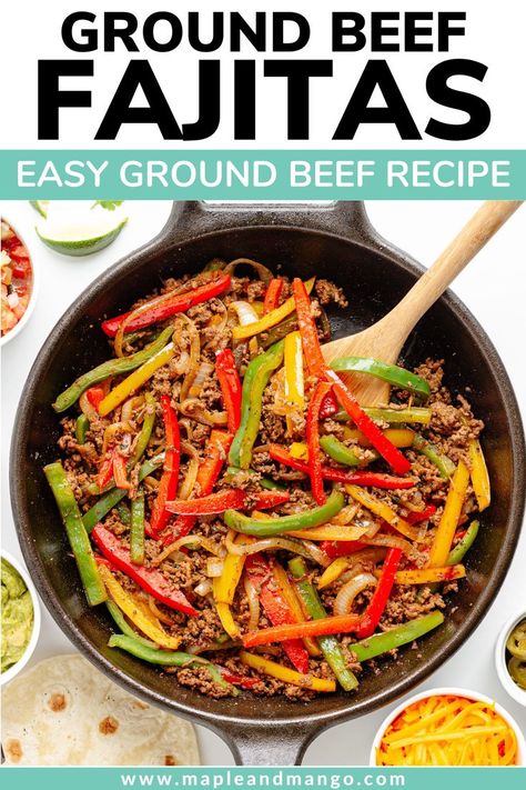 Ground Beef Fajitas, Fajita Bowl Recipe, Beef Fajita Recipe, Ground Beef Seasoning, Low Carb Soup Recipes, Homemade Fajita Seasoning, Beef Fajitas, Easy Ground Beef, Fajita Recipe