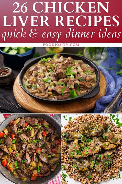 This collection of 26 chicken liver recipes demonstrates the versatility and rich flavor profile of this often-overlooked ingredient. From luxurious pâtés and appetizers like Chicken Liver Crostini to hearty main dishes such as Chicken Liver Stroganoff and Goulash, these recipes explore a range of culinary styles and flavors. Keto Chicken Livers Low Carb, Chicken Livers And Rice, Veal Liver Recipes, Chicken Liver Recipes Healthy, How To Cook Chicken Livers, Baked Chicken Livers, Quick Easy Dinner Ideas, Liver Healthy Foods, Fried Chicken Livers