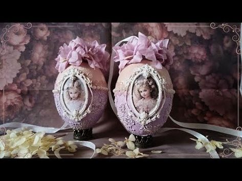 (16283) Vintage Easter decor - decoupage Easter eggs - Easter craft - YouTube Decoupage Easter Eggs, Vintage Easter Decor, Egg Molds, Mixed Media Tutorials, Eggs Easter, Shabby Style, Easter Decorations Vintage, Easter Craft, Vintage Crafts