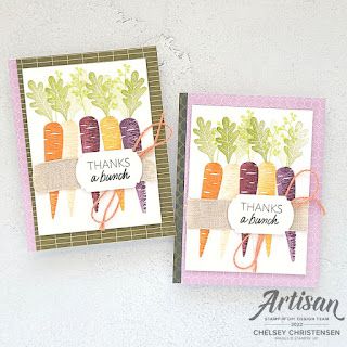 Stampin Up Thanks A Bunch, Carrot Cards, Creative Chelsey, Stampin Up 2023, Stampin Up Catalog, Scrapbooking Stamps, Thanks A Bunch, Spring Cards, December 2022