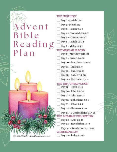 Prepare your heart for Christmas with our Advent Bible reading plan. Explore prophecies, the birth of Jesus, the gift of salvation, and the promise of His return through daily scriptures. Reading Luke For Christmas, Christmas Advent Bible Reading, Advent Daily Scripture, Advent Scripture Writing Plan, Advent Bible Reading Plan For Kids, Advent Scripture Readings, Daily Bible Reading Plan For Beginners, Advent Preparation, December Bible Reading Plan