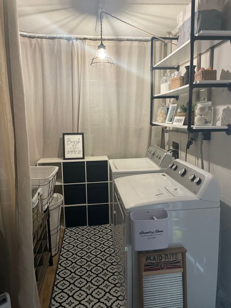 How to transform a garage laundry room into an inviting & functional space Laundry Corner In Garage, Garage Conversion To Laundry Room, Garage Laundry Area Ideas Spaces, Laundry Mechanical Room, Basement Laundry Organization, Convert Garage To Laundry Room, Laundry Garage Ideas, Laundry Room Garage Ideas, Laundry In Garage Ideas