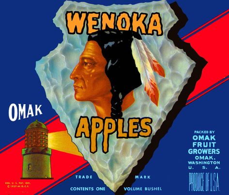 Omak Washington State Wenoka Apple Apples Fruit Crate Label Vintage Art Vintage Fruit Crate Label, Washington Apple, Apple Crate, Vegetable Crate Labels, Fruit Labels, Vegetable Crates, Fruit Crate Label, Old Crates, Troy Ny