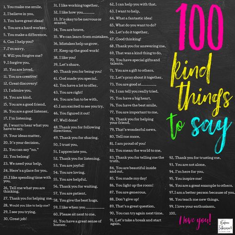 100 Kind Things to Say Kindness Words, Kindness Advent Calendar, Words Encouragement, Fun Words To Say, Jesse Tree Ornaments, Nice Words, Jesse Tree, You Make A Difference, I Forgive You