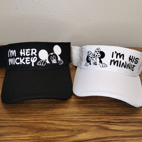 "I'm Her Mickey, I'm His Minnie Disney Visor Hats" Disney Visor, Disney Hat, Disney Hats, Visor Hat, Run Disney, Disney World Trip, Visor Hats, Mouse Ears, Exercise For Kids