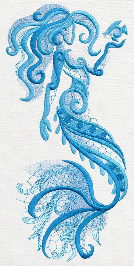 Aquarius - Fish | Urban Threads: Unique and Awesome Embroidery Designs Mermaid Embroidery, Mermaid Drawings, Mermaid Tattoo, Mermaid Tattoos, Urban Threads, Mermaids And Mermen, Wolf Tattoos, Embroidered Towels, Sewing Embroidery Designs