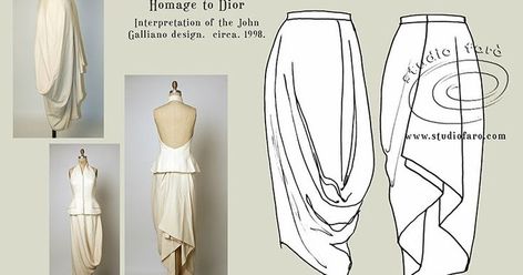 Fashion, design and pattern making. A blog where you learn to design and use beautiful sketches with ‘step-by-step’ pattern instructions. Draped Skirt Pattern, Drape Skirt Pattern, Pola Rok, Hantverk Diy, Sewing Dress, Draped Skirt, Sewing Skirts, Sewing Design, Pattern Drafting