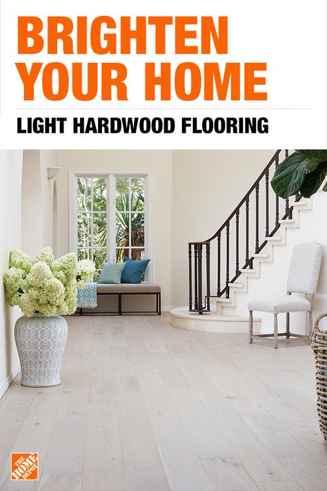 Refresh your entryway with light hardwood flooring from The Home Depot. Find a light wood floor style that will brighten up your foyer. Click to shop the entire selection now. Light Birch Wood Floors, Light Colored Wood Floors, Final Flooring, Chez Lounge, Light Flooring, Party Limo, Wood Floor Colors, Basement Floor, Light Hardwood