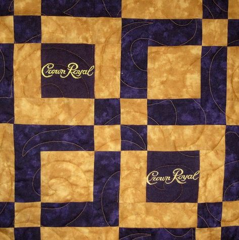 Crown Royal Quilts for Sale | Katy TShirt Quilts Quilted Rugs, Crown Royal Crafts, Crown Royal Quilt, Square Quilts, Crown Royal Bags, Royal Pattern, Black And White Quilts, Shirt Quilts, Custom Crown