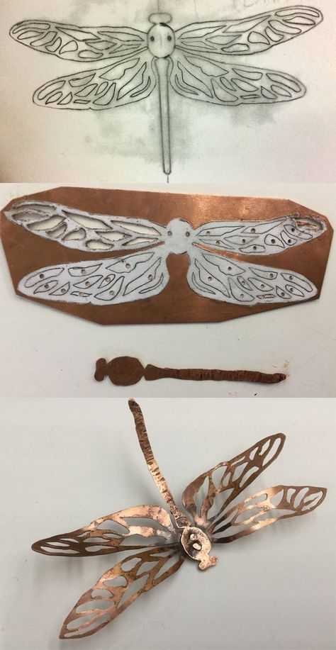 Feuille Aluminium Art, Lon Bia, Aluminum Can Crafts, Metal Jewelry Making, Copper Jewellery, Handmade Silver Jewellery, Metalsmithing Jewelry, Dragonfly Jewelry, Sculpture Metal