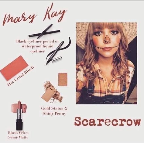 Mary Kay Halloween, Mary Kay Eyeshadow, Fall Eyeshadow Looks, Mary Kay Holiday, Scarecrow Makeup, Mary Kay Marketing, Mary Kay Party, Imagenes Mary Kay, Black Eyeliner Pencil