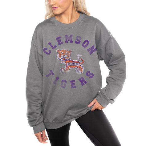 This Clemson Tigers This Time Around Crewneck Pullover Sweatshirt from Gameday Couture will keep you warm even when the temperature begins to cool off. With bold printed Clemson Tigers graphics, make sure you're never forced to choose between your comfort or your fandom on brisk gamedays. Fresno State Bulldogs, Georgetown Hoyas, Fresno State, Gameday Couture, Pullover Designs, New York Jets, Crew Sweatshirts, College Outfits, Grey Sweatshirt