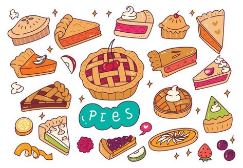 Set of hand drawn pies | Premium Vector #Freepik #vector Pie Tattoo, Pie Logo, Pie Illustration, Math Logo, Pie Chart Template, Pie Drawing, Apple Pie Recipe Homemade, Pie Graph, Thanksgiving Background