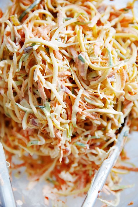 Spiralized Chipotle Slaw | Lexi's Clean Kitchen Chipotle Slaw Recipe, Chipotle Coleslaw, Chipotle Slaw, Gf Salads, Lexi's Clean Kitchen, Dinner Rotation, 2b Mindset, Slaw Recipe, Food Boards