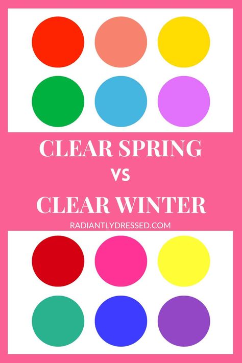 Are you a Clear Spring or a Clear Winter? Discover your true color season with our comprehensive guide! Learn how to assess your skin’s undertones, evaluate contrast and intensity, and identify the best neutrals for your palette. Embrace the vibrant warmth of Clear Spring or the stark coolness of Clear Winter and transform your wardrobe today! Clear Spring Palette, Radiantly Dressed, Color Analysis Winter, Radiant Woman, Deep Winter Palette, Clear Winter, Clear Spring, Spring Palette, Seasonal Color Analysis