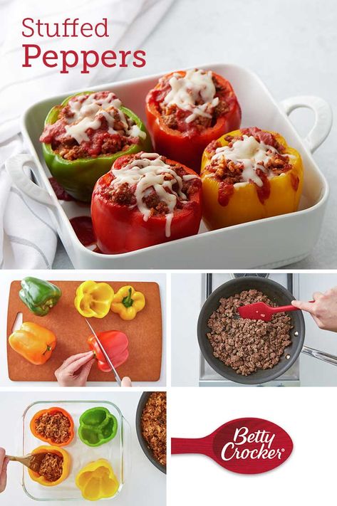 Top Pins Today, Betty Crocker Stuffed Peppers, Recipes Stuffed Peppers, Stuffed Peppers Recipes, Crockpot Party, Bell Peppers Stuffed, Stuffed Pepper Recipe, Slow Cooker Stuffed Peppers, Ground Beef Rice