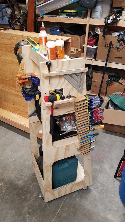 Garage Storage Ideas, Mobile Workshop, Swap Shop, Garage Workshop Organization, Shop Garage, Tool Cart, Tool Storage Diy, Workshop Ideas, Workshop Organization