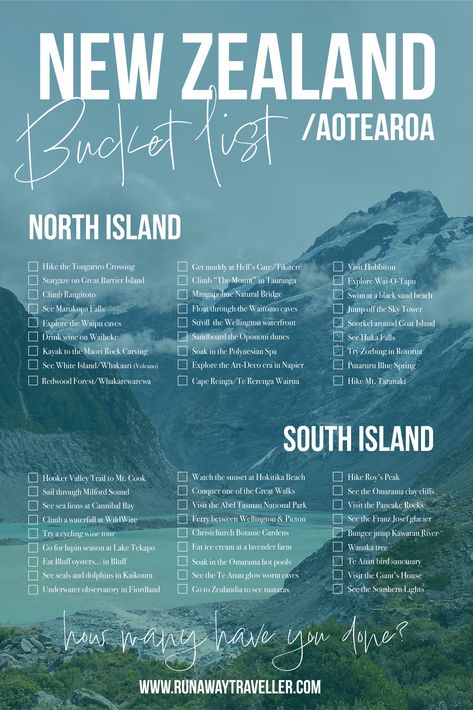 List items for activities in New Zealand/Aotearoa Nz South Island, Blog Homepage, New Zealand Itinerary, North Island New Zealand, New Zealand Adventure, New Zealand Travel Guide, Nz Travel, Moving To New Zealand, Visit New Zealand