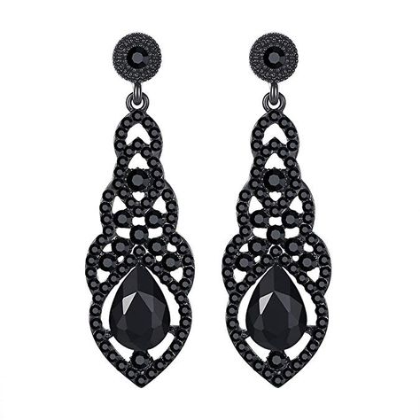 Amazon.com: mecresh Black Crystal Unique Design Flower Teardrop Dangle Earrings for Bridemaid or Wedding ...: Gateway Bridal Dangle Earrings, Stud Earrings Unique, Wedding Earrings Drop, Prom Earrings, Cartilage Earrings Hoop, Teardrop Dangle Earrings, Rhinestone Bridal, Cubic Zirconia Earrings, Crystal Drop Earrings