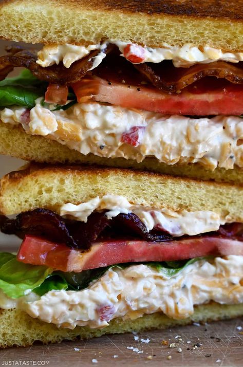 Once you try this Pimento Cheese BLT Sandwich, you'll never want a classic BLT again! With creamy pimento cheese, crispy bacon and all the classic fixings, this sandwich is a game-changer. Blt Sandwich Recipes, Fried Spinach, Pimento Cheese Sandwiches, Pimento Cheese Spread, Pimento Cheese Recipes, Bacon Sandwich, Parmesan Crisps, Blt Sandwich, Creamy Pasta Dishes