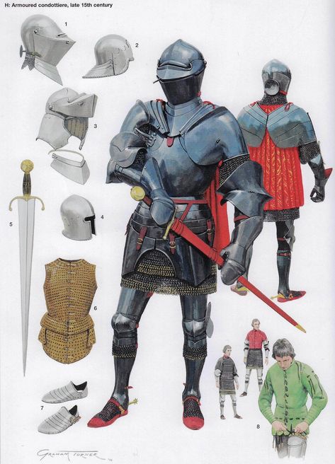 Armored Italian Condotierre, Late 15th Century 15th Century Armor, Century Armor, Historical Warriors, Armor Clothing, Military Armor, Historical Armor, Late Middle Ages, Harbin, Knight Armor