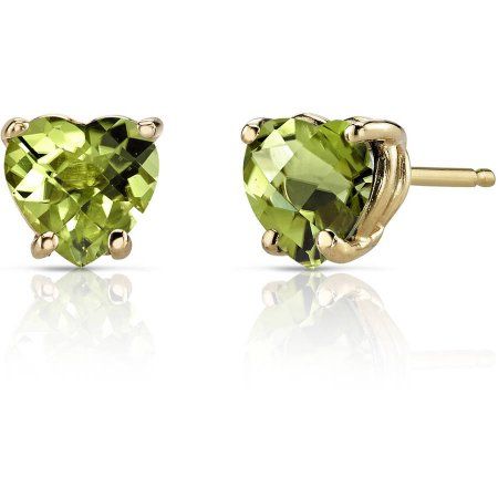 Shine Jewelry, Peridot Earrings, Yellow Gold Wedding Band, Classic Earrings, Peridot Gemstone, Green Peridot, Gold Heart, Gold Studs, Gold Earrings Studs