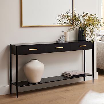 Metalwork Console Entrance Console Table Luxe, Console Table Transitional, Narrow Console Table With Drawers, Narrow Console With Drawers, Entrance Console Table With Drawers, Narrow Sofa Console Table, Simple Console Design, Narrow Console Table Entryway Modern, Console Table With Drawers Entryway