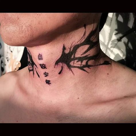 Large Neck Tattoo, Neck Tattoo Japanese, Anime Neck Tattoo, Gore Warning, Flash Drawing, Tattoo Appointment, Her Tattoo, Tattoo Neck, Throat Tattoo