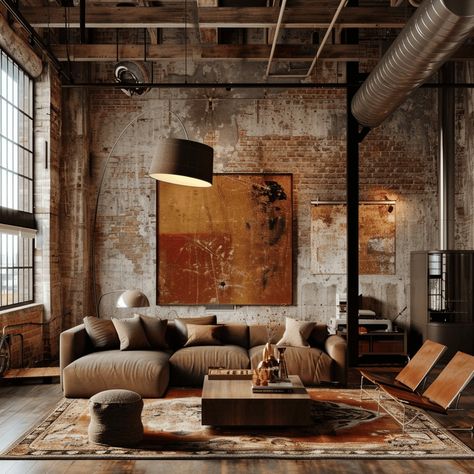 Industrial Chic Lighting, Industrial Gothic Interior, Staircase Luxury, Industrial Loft Apartment, Industrial Style Interior Design, Apartment Vintage, Dark Apartment, Modern Loft Apartment, Industrial Chic Interior