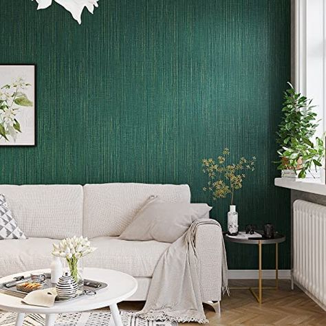 Wallpaper For Green Room, Green Accent Wallpaper, Green Textured Wallpaper, Green Grasscloth Wallpaper, Green Wallpaper Texture, Green Peel And Stick Wallpaper, Room Accent Wall, Wood Slat Wall, Green Texture