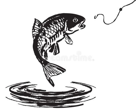 Fish Jumping Out Of Water, Water Vector, Drawn Fish, Salt Water Fishing, Cartoon Fish, Water Drawing, Retro Images, Fish Drawings, Sea Fish