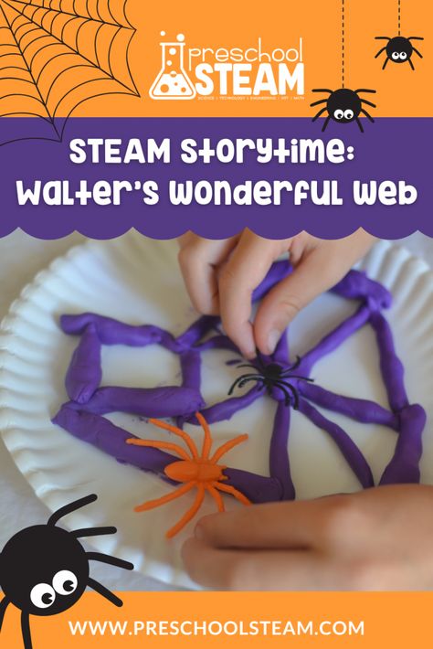 Steam For Preschool, Kindergarten Stem Challenges, Preschool Steam, Halloween Teaching, Stem Activities Preschool, Kindergarten Stem, Web Activity, Steam Activity, Preschool Stem