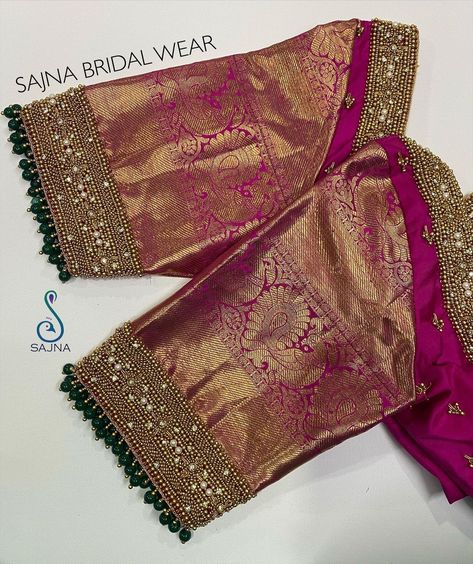 Sajna Bridal Wear Designer, Wedding Blouse Design, Simple Aari Blouse, Marriage Album, New Saree Design, Bridal Blouse Design, Silk Saree Blouse Designs Patterns, Blouse Designs Pattern, Latest Bridal Blouse Designs