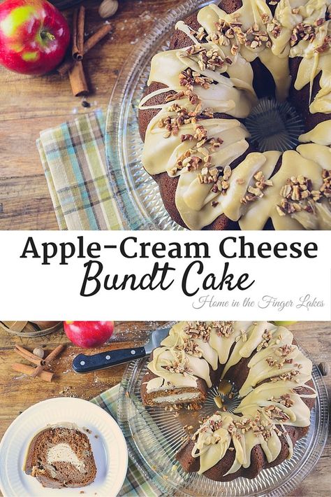 A  deliciously moist apple bundt cake with cream cheese filling and praline frosting. via @homeinFLX Apple Cream Cheese Bundt Cake, Praline Frosting, Cream Cheese Bundt Cake, Apple Cream Cheese, Apple Bundt Cake, Apple Cream, Bundt Cake Recipe, Fall Brunch, Cakes Recipes